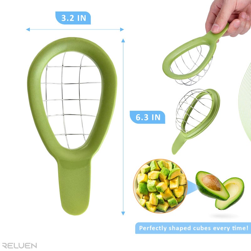 Reluen Avocado Slicer Tool - 3.2 x 6.3 Inches Avocado Cuber Tool with Ergonomic Handle, Easy to Use and Clean, Food-Grade Plastic and Stainless Steel, Good for Salads, Guacamole, or Smoothie - Image 2